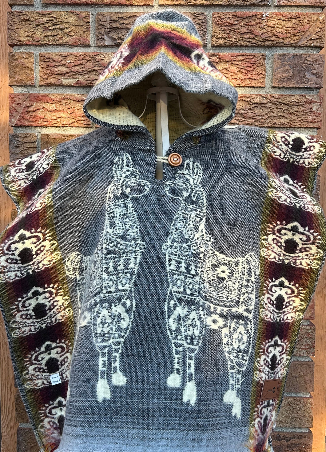 Grey Kid Alpaca Poncho